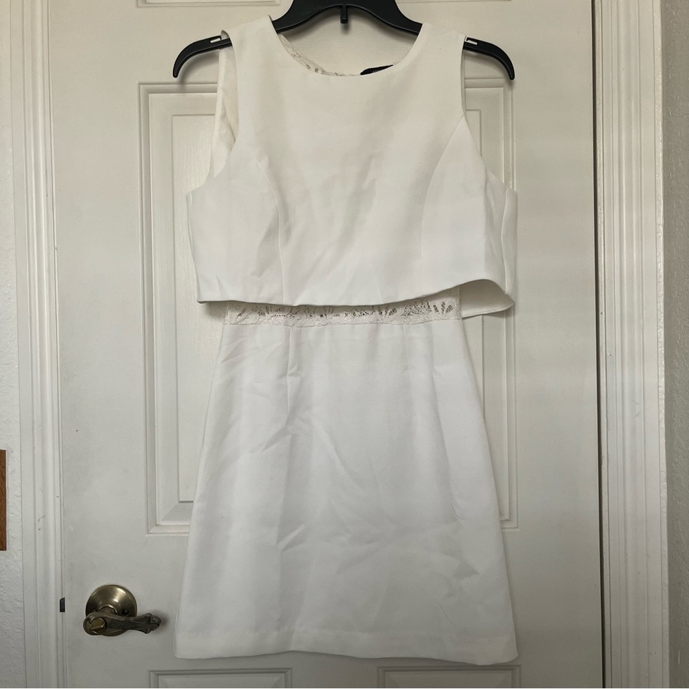 Forever 21 White Sleeveless Dress with Open Back Lace Panel